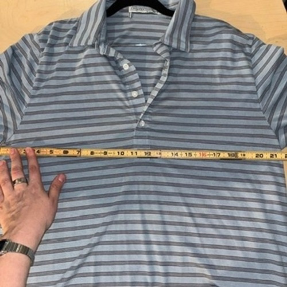 Criquet Polo Shirt Mens Sz L Blue Striped Pima Cotton Golf Preppy - Picture 7 of 8